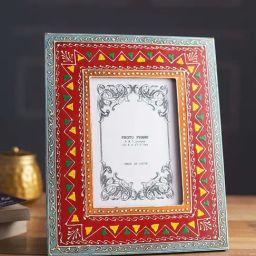 Aapno Rajasthan Red & Blue Wooden Table Top Photoframe-43