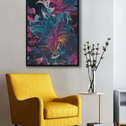 999Store Black Canvas Flower Line Wall Art Painting-34