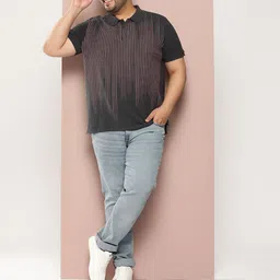 Sztori Men Plus Size Striped Polo Collar Bio Finish Pure Cotton T-shirt-image-84