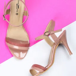 Shezone Women Peach-Coloured Solid Sandals-16