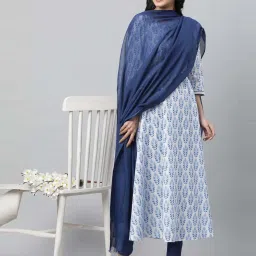 Aurelia Navy Woven Pattern Dupatta image 1