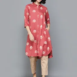 Colour Me by Melange Rust Printed A Line Kurta image 1