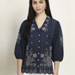 Rangriti Navy Cotton Straight Kurti-picture-16