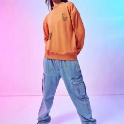 Bewakoof Orange Graphic Relaxed Fit Sweatshirt-image-10