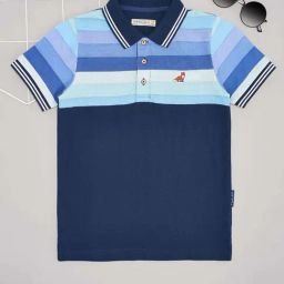 Pantaloons Junior Boys Estate Blue Cotton Striped Casual Tops & Tees-picture-48