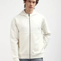 Calvin Klein Off White Cotton Comfort Fit Hooded Sweatshirt-image-92