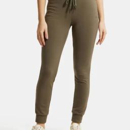Jockey 1323 Women's Super Combed Cotton Elastane French Terry Slim Fit Joggers With Zipper Pockets-image-5