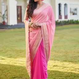 Vardha Pink Saree With Unstitched Blouse-picture-11