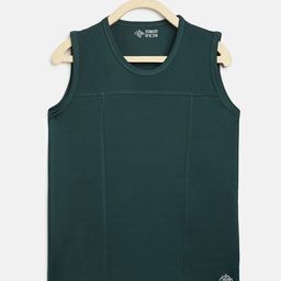 CHIMPRALA Boys Green Solid Round Neck Sleeveless Vest Sports T-shirt-image-88