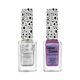 CROWN Set Of 2 Long Wear Glossy Finish Nail Enamel - 10 ml Each - Lit Lilac-15