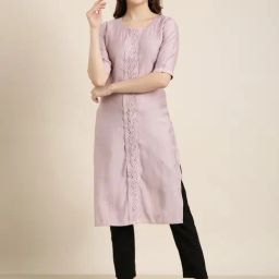 SHOWOFF Lavender Regular Fit Kurta-image-49