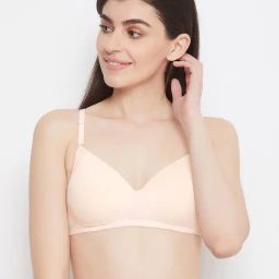 Clovia Beige Non Wired Padded T-Shirt Bra-image-100