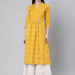 Libas Yellow Cotton Printed Straight Kurta-image-76