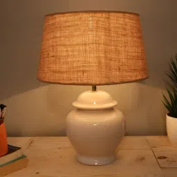 Homesake Brown & White Ceramic Pot Base Table Lamp - Set of 1-18