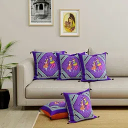 Living Roots Multicolor Cotton Cushion Covers - Set of 5-image-54