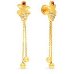Malabar Gold and Diamonds 22k Yellow Gold Floral Earrings for Women-picture-25