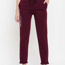 Cantabil Wine Printed Mid Rise Track Pants-image-3