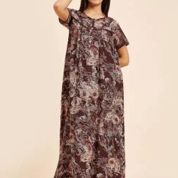 Sweet Dreams Brown Cotton Printed Night Gown-image-35