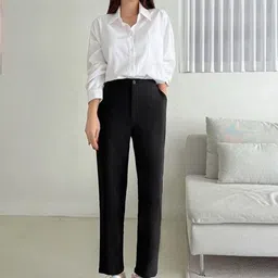FNOCKS Women Relaxed Straight Leg High-Rise Pleated Trousers-picture-7