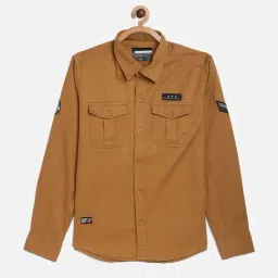 Octave Kids Khaki Solid Shirt-image-5