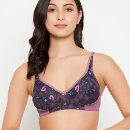 Clovia Navy Printed Non-padded Bra-image-60