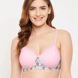 Clovia Pink Non Wired Padded T-Shirt Bra-image-98