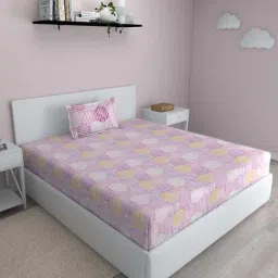GM Fiesta Pink & Yellow Cotton 180 TC Single Bedsheet with Pillow Cover-image-33