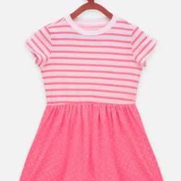 LilPicks Kids Pink & White Cotton Printed Dress-picture-23