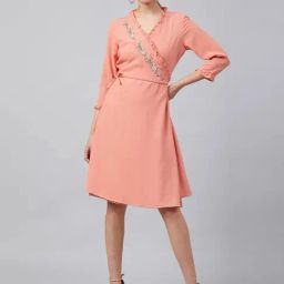 Marie Claire Peach Wrap Dress-picture-12