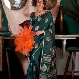 Odette Green Woven Design Saree-image-39