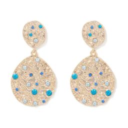 Forever New Blue & Gold Thais Texture Stone Drop Earring-image-85