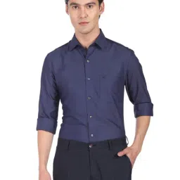 Arrow Dark Blue Cotton Slim Fit Printed Shirt-picture-19