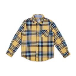 Pepe Jeans Kids Yellow & Blue Cotton Chequered Full Sleeves Shirt-image-100