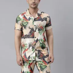 Bushirt Multicolor Regular Fit Printed Shirt With Shorts Set-image-100