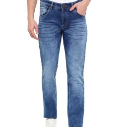 Cantabil Blue Regular Fit Heavily Washed Jeans-image-51