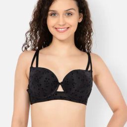 Clovia Black Graphic Print Padded Push-up Bra-image-19