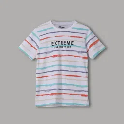 Fame Forever by Lifestyle Boys White Cotton Striper T Shirt-picture-37