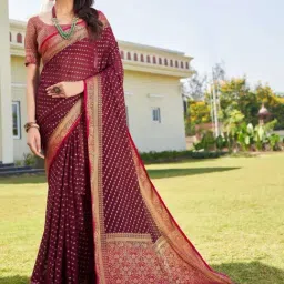 Vardha Wine Woven Saree With Unstitched Blouse-picture-38