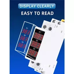 amiciSense Voltmeter 3-Phase 80-500 V Mini Voltage Tester With 3 Led Display, 35 mm Din Rail Mounted image 3