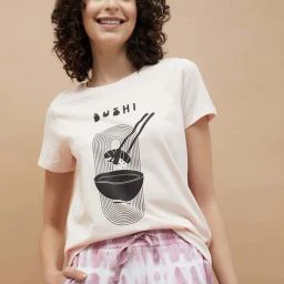 Ginger by Lifestyle Peach Cotton Printed Tops-image-66