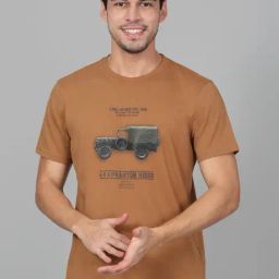 Cantabil Brown Regular Fit Printed T-Shirt-image-15