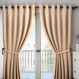 BIANCA Satin Curtain-Blocks 99% Sunlight & Reduces Noise [Eyelet Pattern]-1pc 7.5 Feet-plain-dk.gold image 1