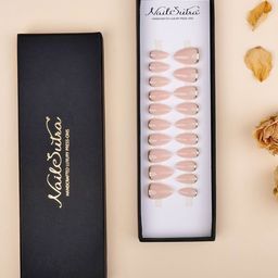 Nailsutra Set Of 30 Almond Shape Minimal Golden Curve Soft Gel Press On Nails - Mirage-41