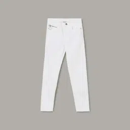 Fame Forever by Lifestyle Kids White Cotton Slim Fit Jeans-picture-35