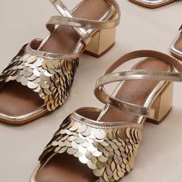 Sole House Women's Gold Ankle Strap Sandals-95