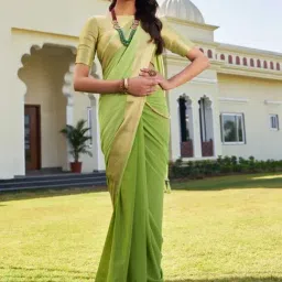 Vardha Pista Green Floral Print Saree With Unstitched Blouse-picture-47