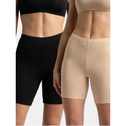 Jockey 1529 Women Super Combed Cotton Shorties - Black and Skin (Pack of 2)-picture-12