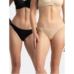 Jockey 1803 Women Medium Coverage Modal Bikini - Black & Skin (Pack of 2)-picture-13
