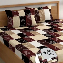 CG HOMES Multicoloured 210 TC Queen Bedsheet with 2 Pillow Covers-image-94