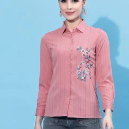 SELVIA Pink Striped Shirt-picture-48